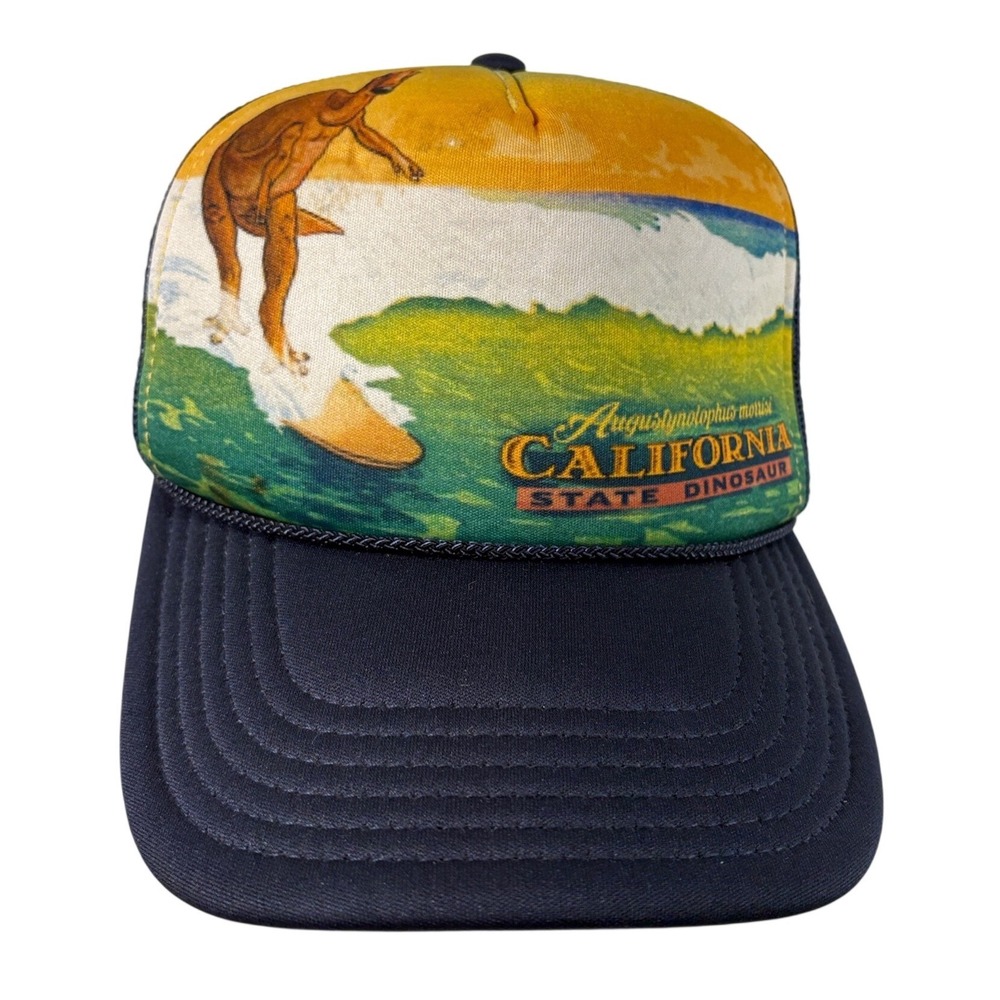 Natural History Museum California State Dinosaur Surfing Trucker Hat‎ Navy Blue